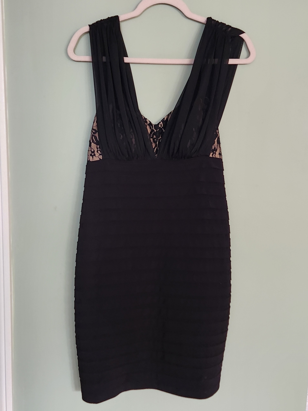 Scarlett Black Lace-Detail V-Neck Mini Dress